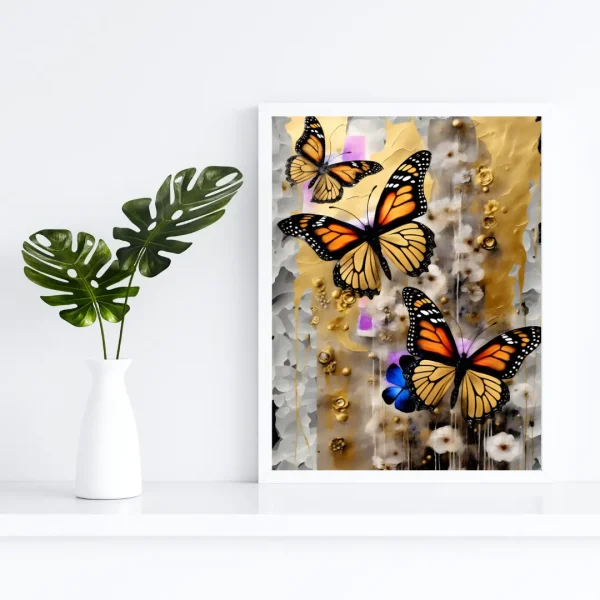 ArtGas141 Butterflies and Flowers on Gold