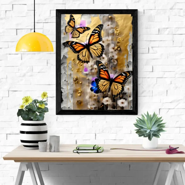 ArtGas141 Butterflies and Flowers on Gold